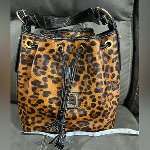 Dooney & Bourke Leopard Print Bucket Bag with Black Details